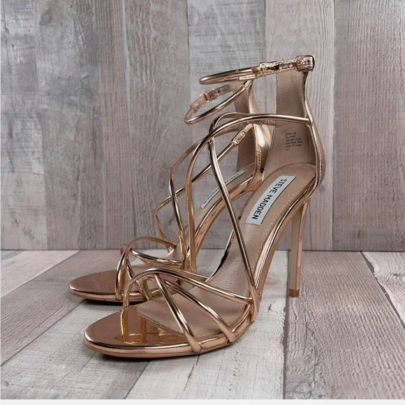Steve Madden Rose Gold Strappy Heels - Picture 2 of 10